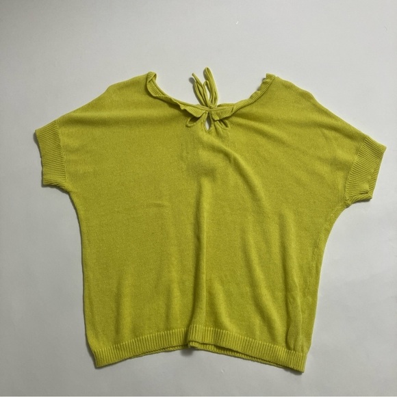 Anthropologie Sweaters - ANTHRO MOTH neon yellow short sleeve sweater